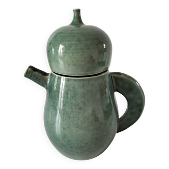 Celadon glazed stoneware teapot – signed