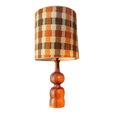 Large turned wooden lamp from the 1960s, signed JS Guy.