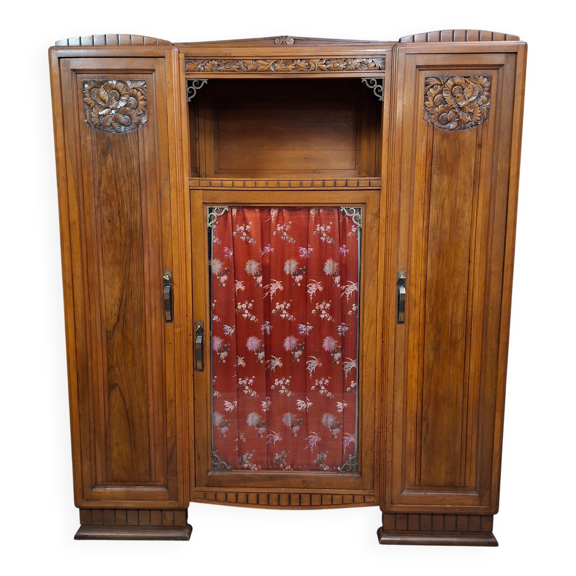 Art Deco library in carved walnut, circa 1930