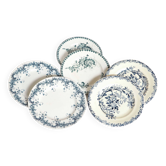 Série 6 assiettes terre de fer dépareillées 2x3