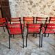 Set of 8 vintage French bistro chairs – industrial metal Tolix style