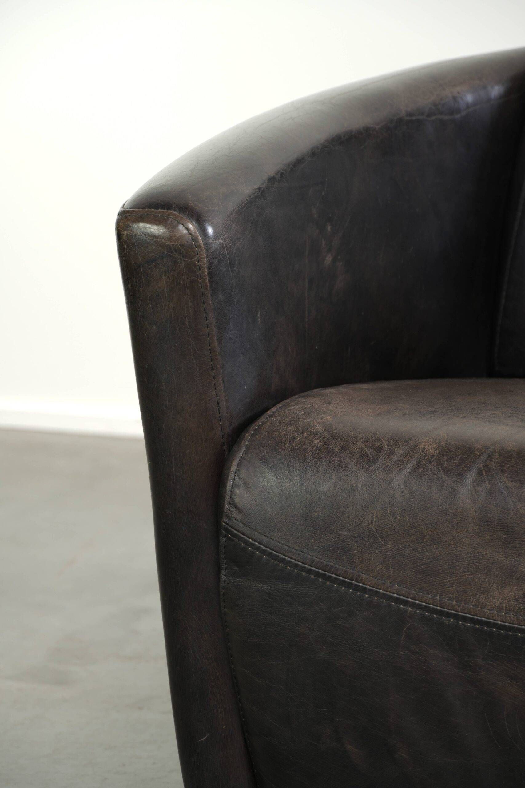 Fauteuil design Aviator en cuir de vache grainé