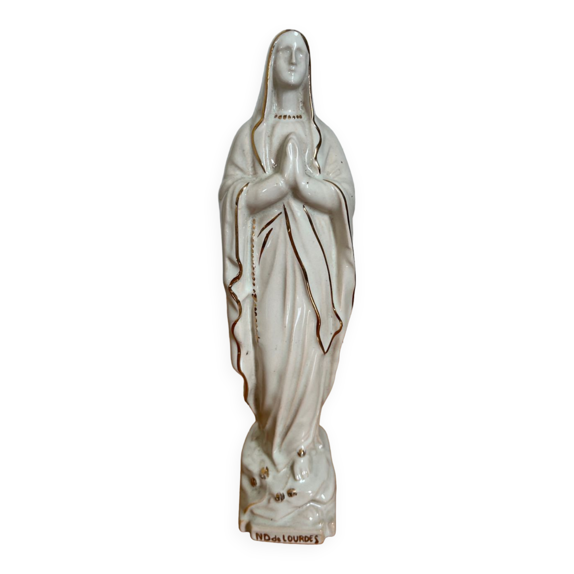 Ancient statuette Virgin Mary Our Lady of Lourdes