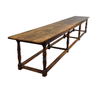 5 meter English oak dining table 19th century, refectory table
