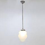 Art Deco pendant lamp with green glass shade, France ca. 1940