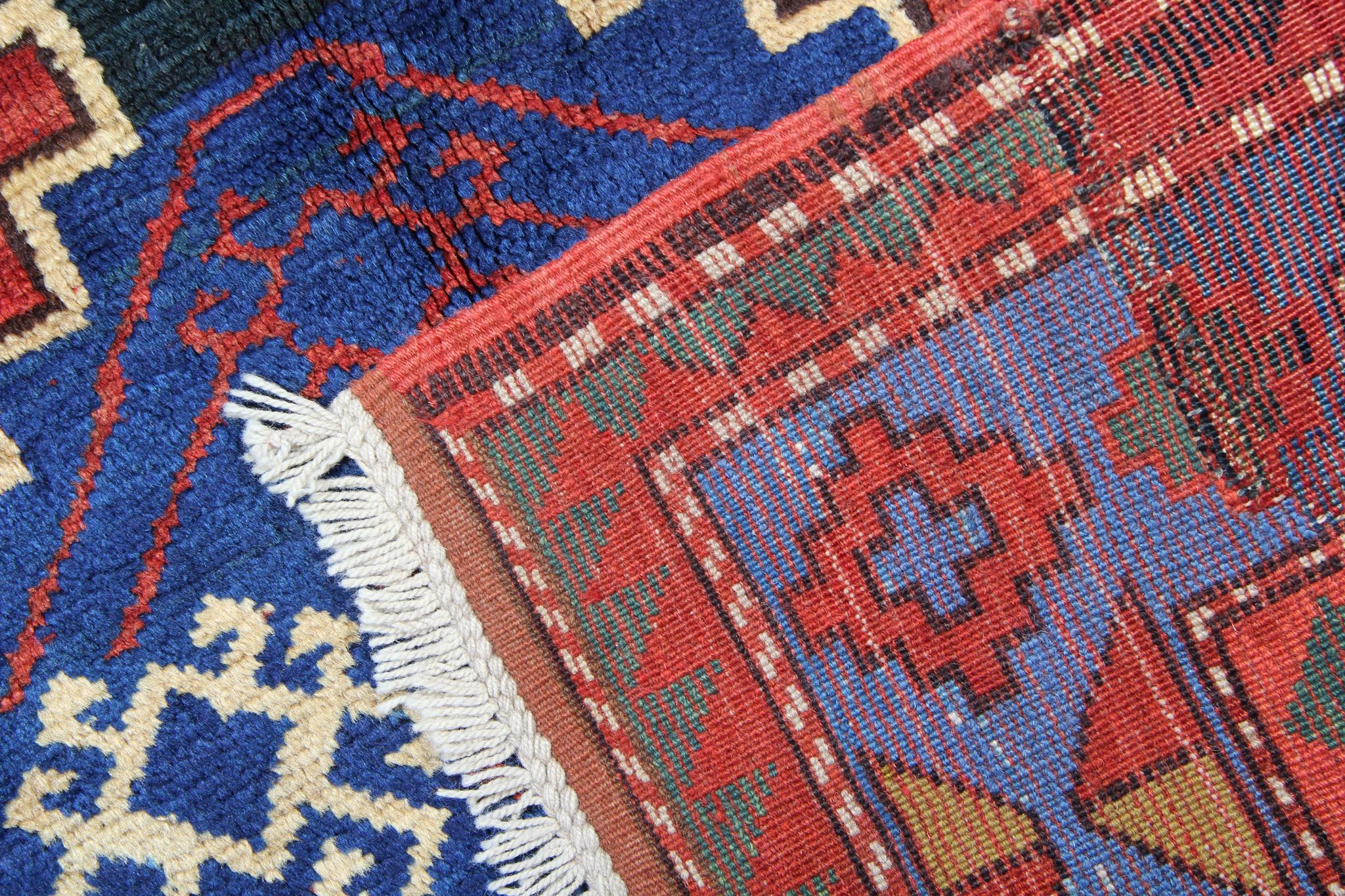 Antique caucasian area rug- handwoven wool kazak rug