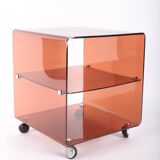 Side table or bedside table in smoked plexiglass by Michel Dumas, 1970s