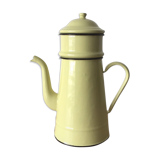 Théière cafetière émaillée jaune vintage