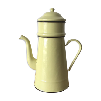 Vintage yellow enamelled coffee teapot