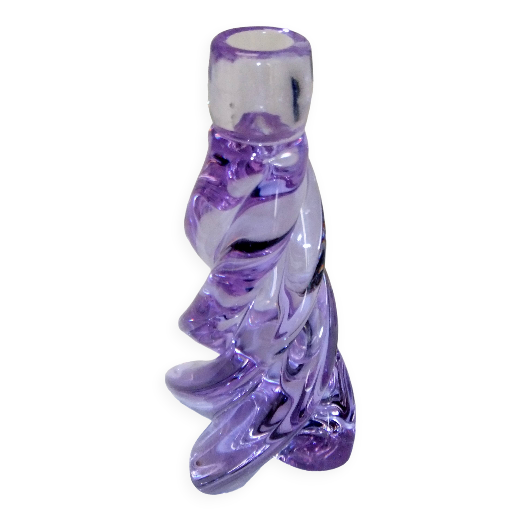 Sèvres crystal lamp signed Torsade purple foot