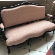 Sofa bench Louis Philippe Napoleon III, redesigned Nobilis fabric, country style
