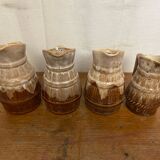 Set of 3 Barrel-Shaped Pitchers in the RÉVOL Style, Vintage Flamed Ceramic