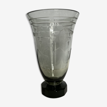 Art deco vase in smoked glass