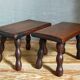 Pair of vintage solid turned wood footstools