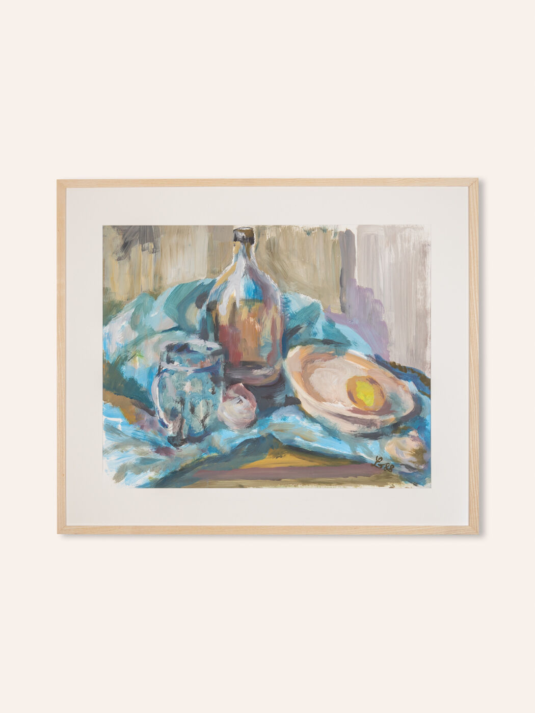 Still Life with a Lemon, Mixed Media on Thick Paper, 93 x 79 cm