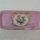 Pink cake dish with floral decoration Limoges