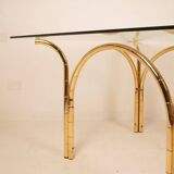 Tavolo in Cristallo e Ottone 1970 Manifattura Italiana