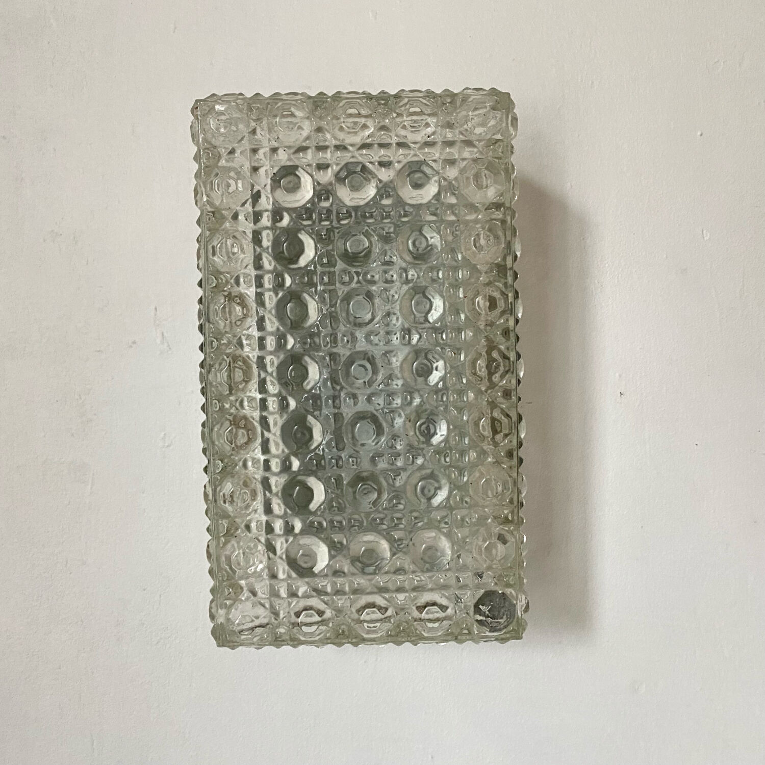 Rectangular moulded glass ceiling light