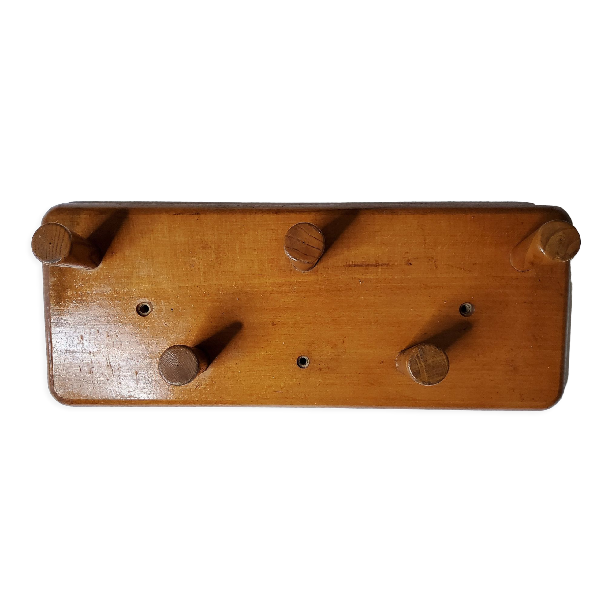 Coat rack with five hooks in natural wood, 50 cm