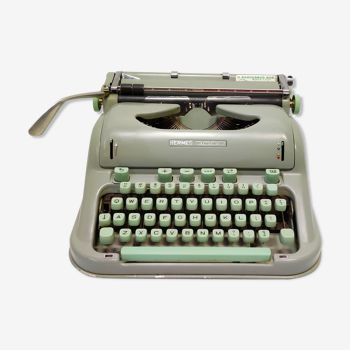 Hermes 3000 green blue typewriter