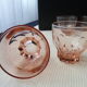 Set de 6 verres de table en verre rosé années 40-50