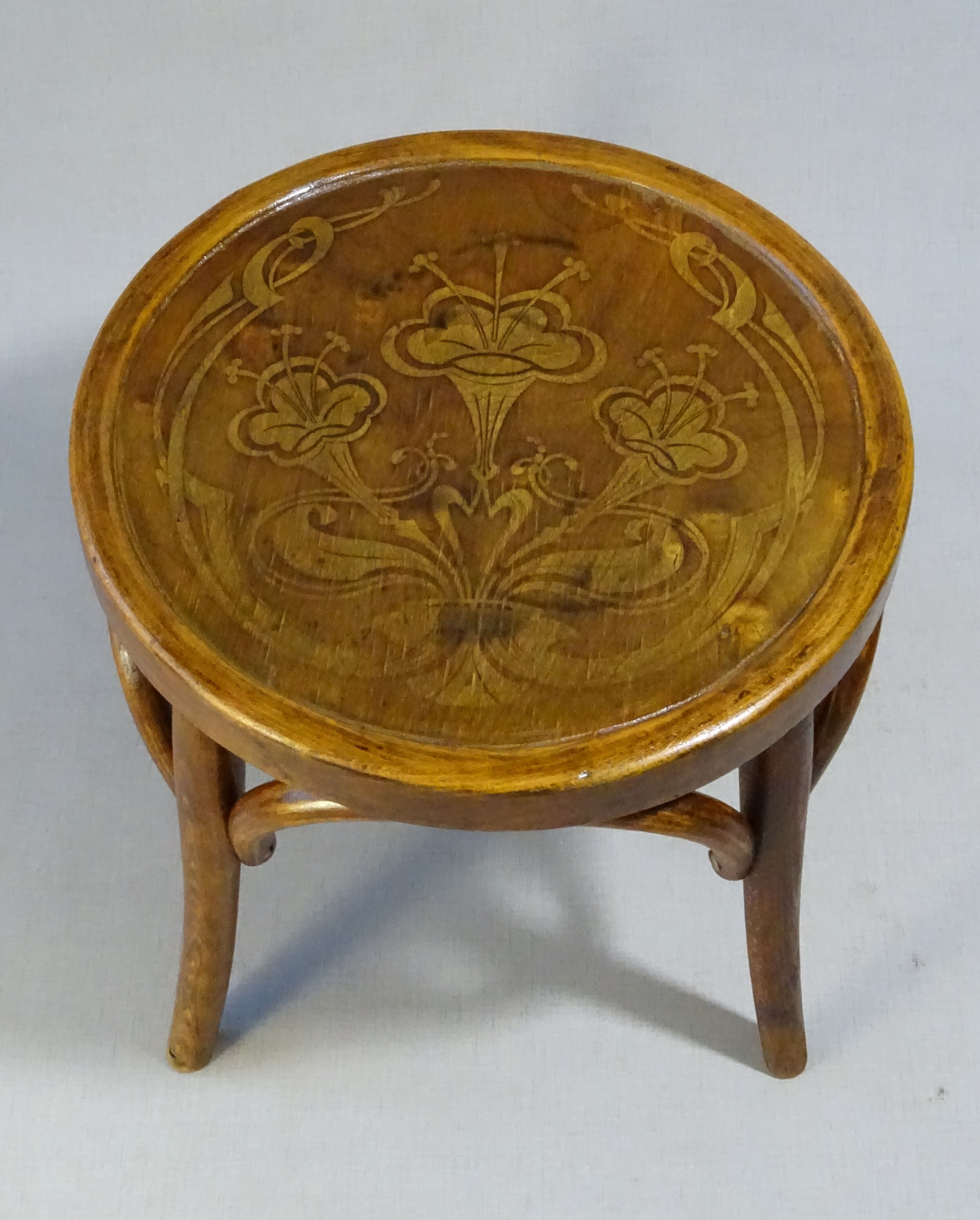 Low bistro stool, 1920 Art Nouveau