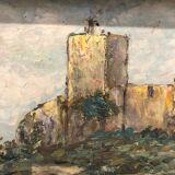 Painting: the castle of brancion signed claude ligonesche