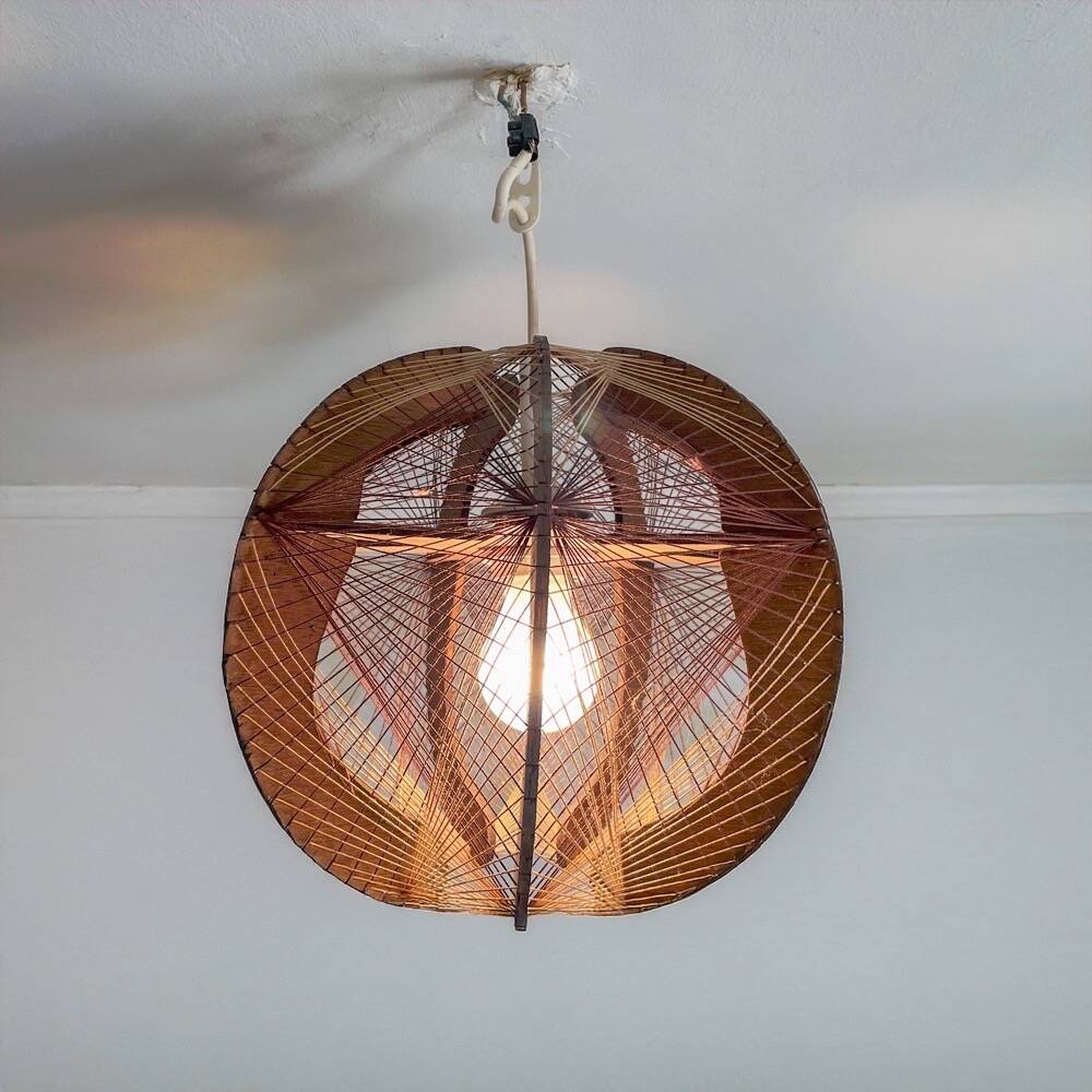 Scandinavian wooden and stretched wire suspension 70's