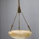 1930s European Secession–Art Deco pendant light with rope suspension and glass
