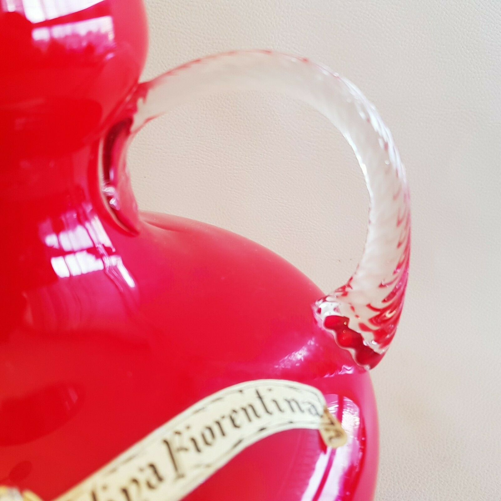 Opalina Fiorentina pitcher in blown red opaline