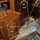One person romantic bed with bedside table brass bedroom chair