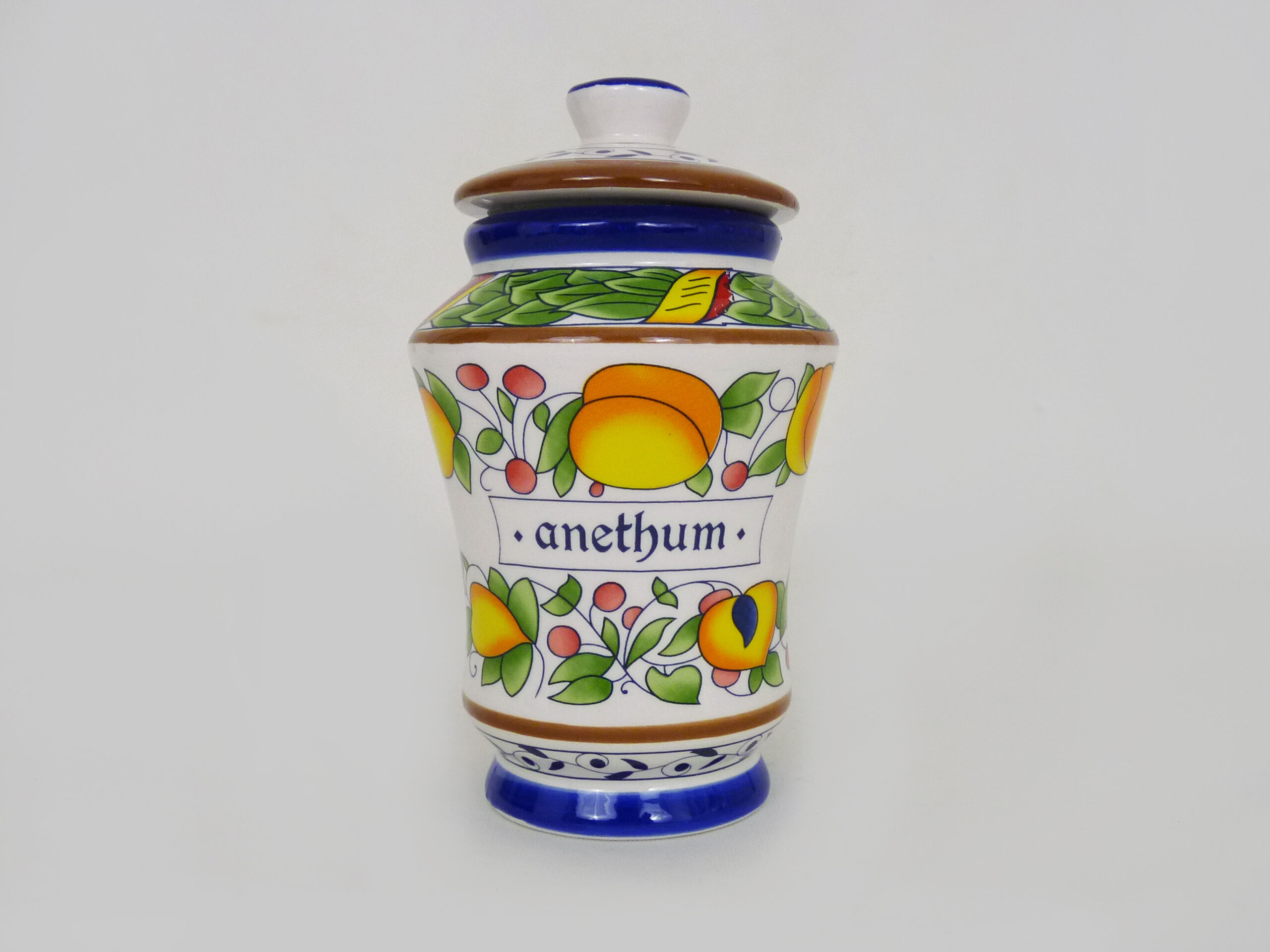 Ancien pot d'apothicaire, Anethum en céramique, année 70/80