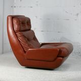 Easy chair "space age". Jean Prévost, France, leather, circa 1970