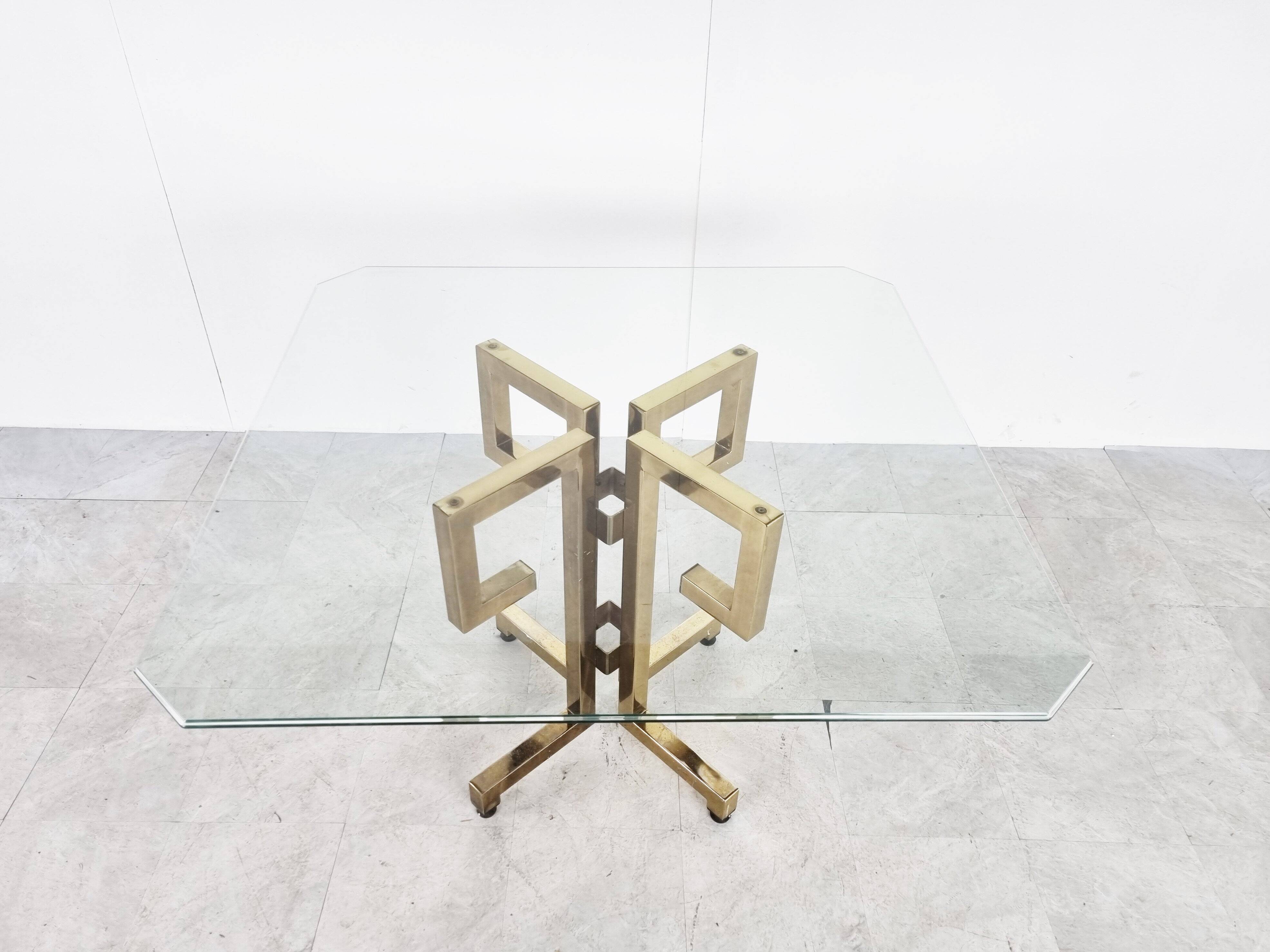 Geometrical brass dining table, 1970s