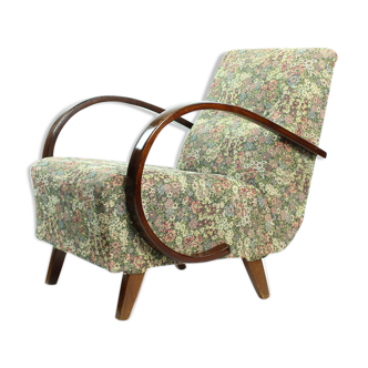 Classical Armchair by Jindrich Halabala in Original Floral Fabric, Czechia 1950s