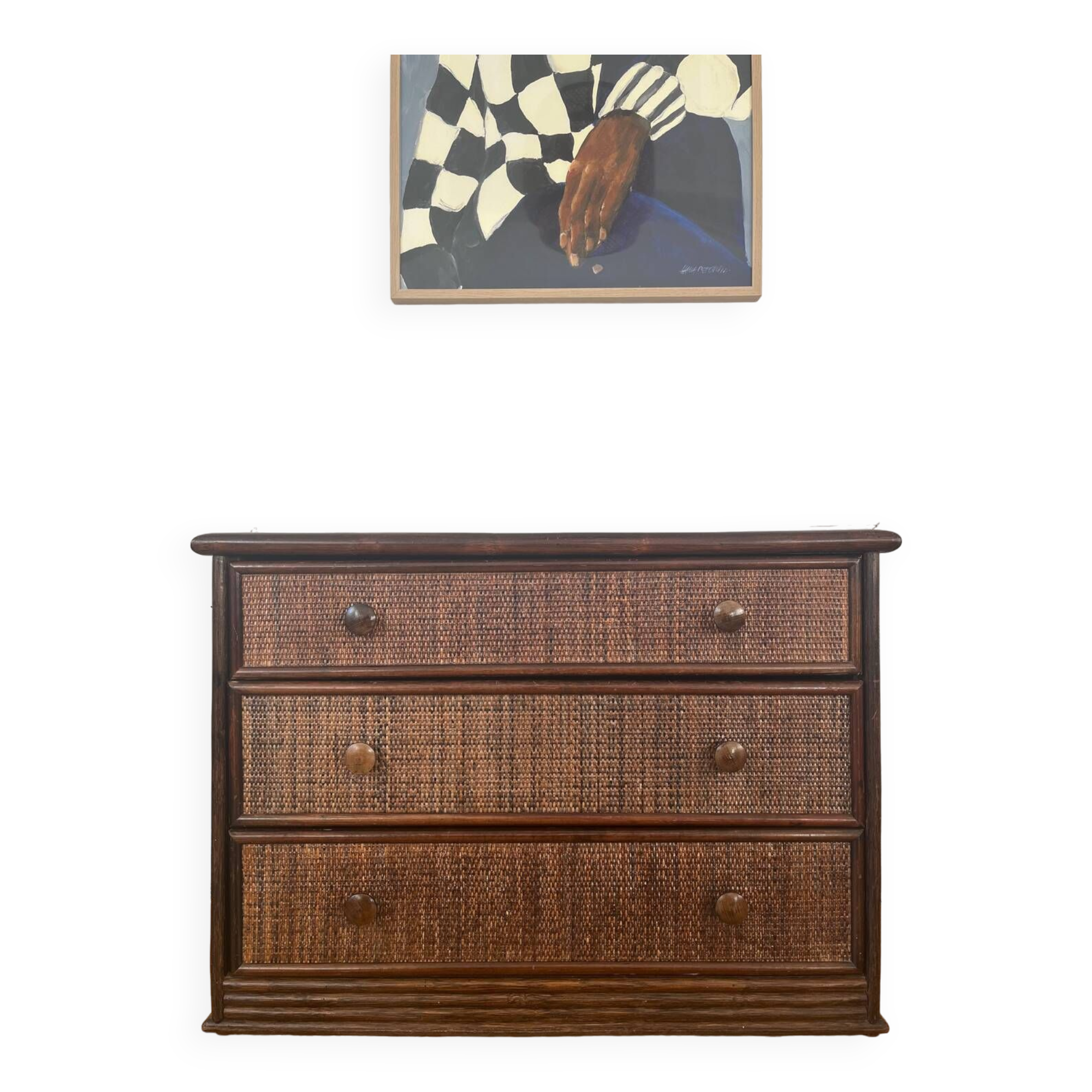 Commode en rotin vintage