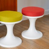 Tulip stool in Plastic and Wool, Rust, Space Age Design, 1970