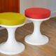Tabouret tulipe en Plastique et Laine, Rouille, Design Space Age, 1970