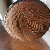Colored ceramic vase dated and signed vintage
