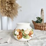 Cache-pot vintage automnal céramique motif barbotine noisettes