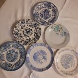 Suite of 6 retro vintage dessert plates