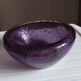 Purple Murano glass pocket bowl with aventurine – attributed to Seguso