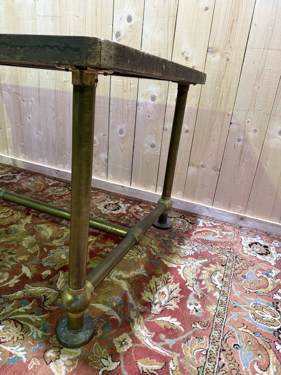 Workshop table in Oak and Brass