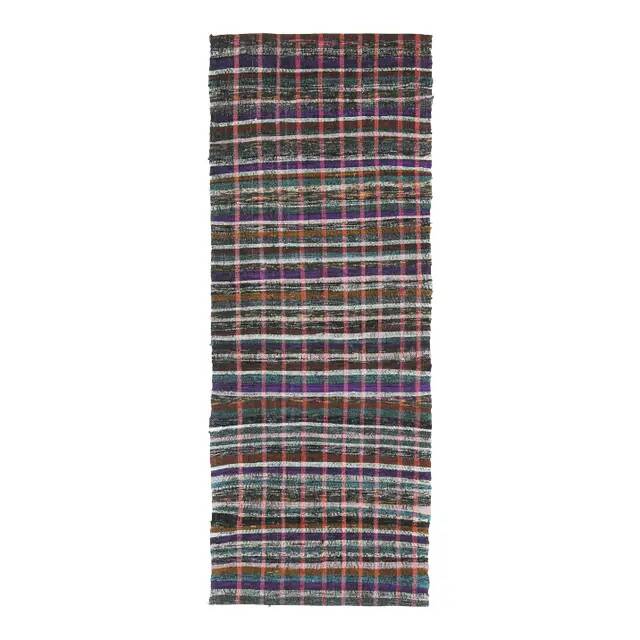 Vintage Turkish Hand-Knotted Wool Cotton Pink Kilim Runner Rug 83x220