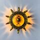 Sunburst ceiling light fixture or sconce in gilt wrought iron, Spain, 1960s