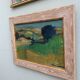 Mid-century modern "the blue tree" vintage expressionist landscape swedish oil painting