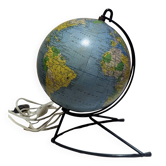 Illuminated terrestrial globe in glass by Girard and Barrère, 1960s - 1/8000