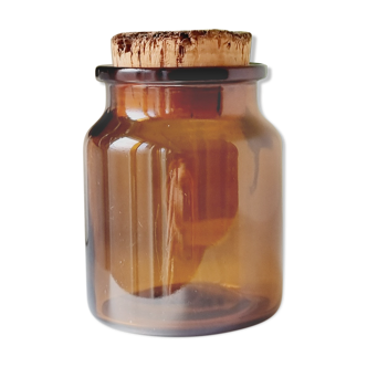 Brown and cork glass jar