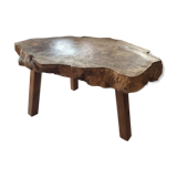 tree trunk table, brutalist, solid oak