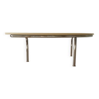 Vintage tripod coffee table in chrome and formica from the 1980s.